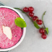Sorbet yaourt de chèvre nature & framboise