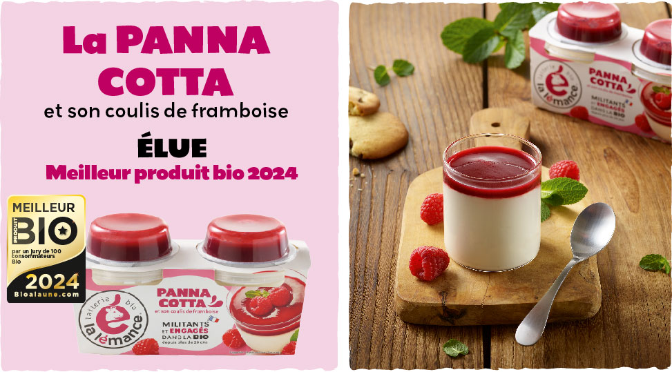 Panna cotta framboise meilleur produit bio 2024 la lemance