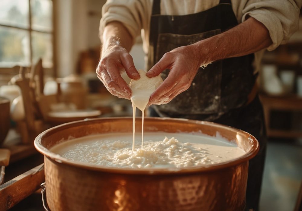 floriangaubert A close up of a cheesemakers hands carefully d 8720aa47 52b0 472b 8486 7702e5f96a4a 0